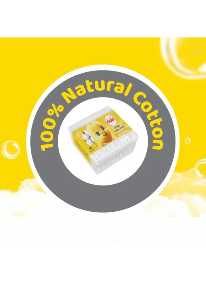 دالين أعواد قطنية آمنة 100%، 60 قطعة - Image 2